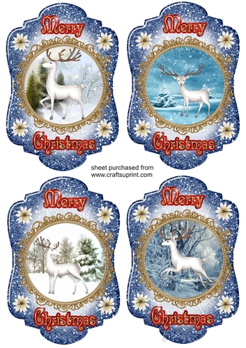 4 White Christmas stag toppers
