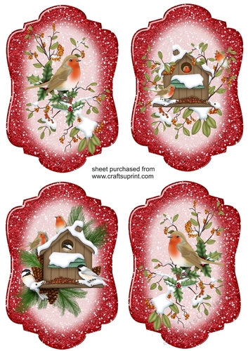 4 Red Christmas robin toppers