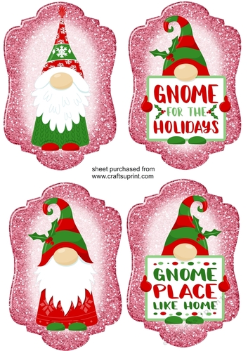 4 Pink Christmas gnomes toppers