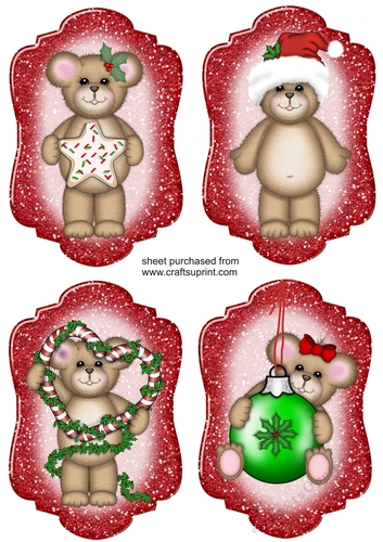4 Red Christmas critter toppers
