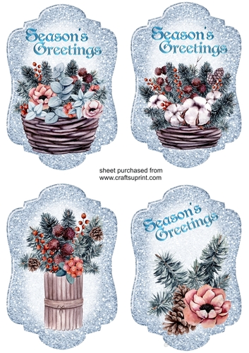 4 Light blue Christmas floral toppers 1