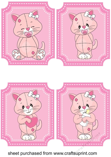 4 Pink baby kitty toppers 1