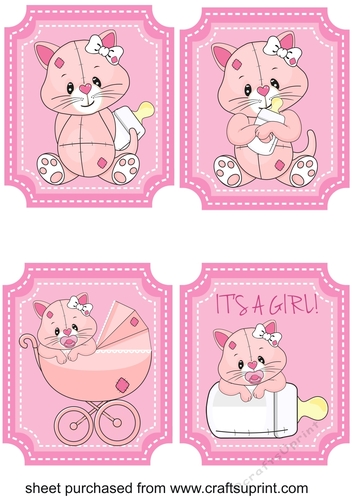 4 Pink baby kitty toppers 2