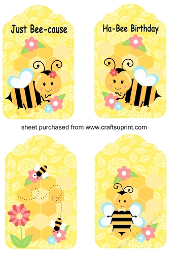 4 Bee tag toppers
