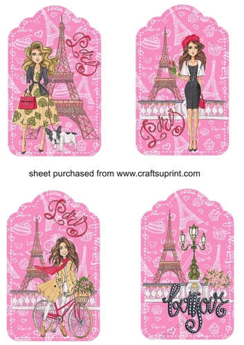 4 Pink Paris tag toppers
