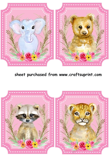 4 Pink wildlife animal toppers 2