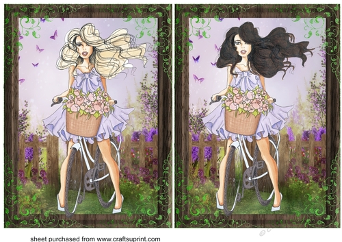 2 Floral bicycle ride card fronts