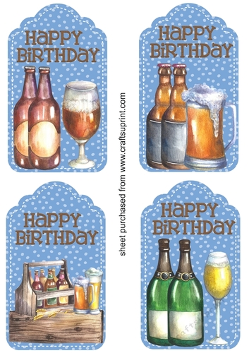 4 Blue Birthday beer tag toppers