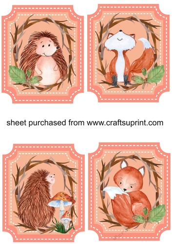 4 Peach woodland animal toppers