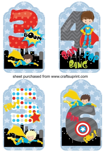 4 Super hero age tag toppers