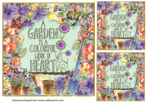 3 A garden is a colourful work of heart card fronts/toppers