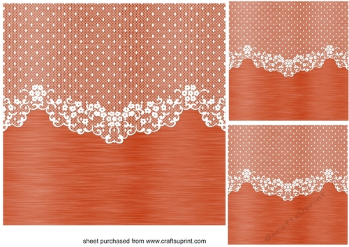 3 Orange lace detail card fronts/toppers (blanks)3