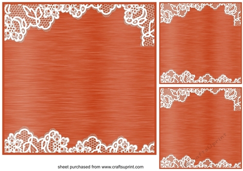 3 Orange lace detail card fronts/toppers (blanks)5