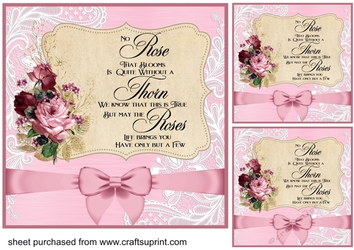 3 Pink No rose that blooms card fronts/toppers