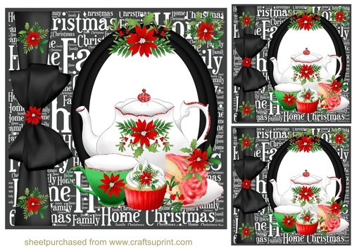 3 Poinsettia tea time card fronts/toppers