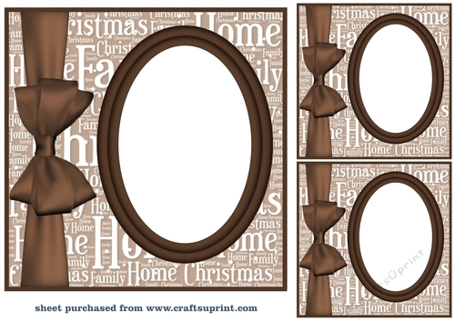 3 Brown Christmas oval card front/topper blanks