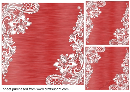 3 Red lace card front/topper blanks 1