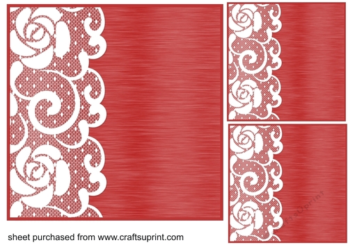 3 Red lace card front/topper blanks 2