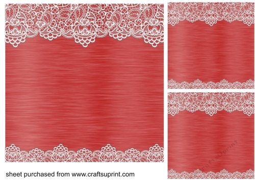 3 Red lace card front/topper blanks 3