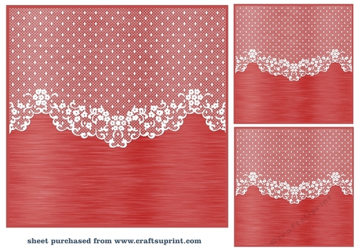 3 Red lace card front/topper blanks 5