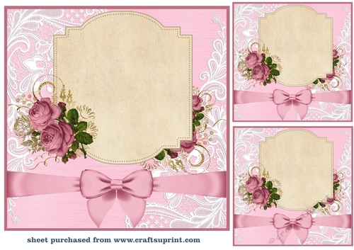 3 Pink rose frame card fronts/toppers 2