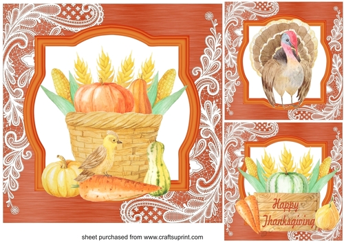 3 Orange Thanksgiving card fronts/toppers