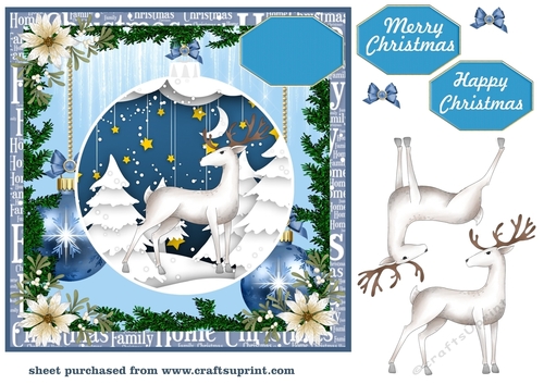 Christmas stag bauble card fronts 1