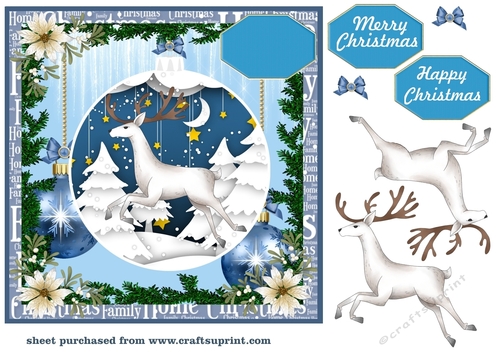 Christmas stag bauble card fronts 2