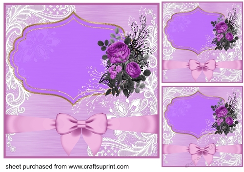 3 Lilac floral frame card front blanks 1