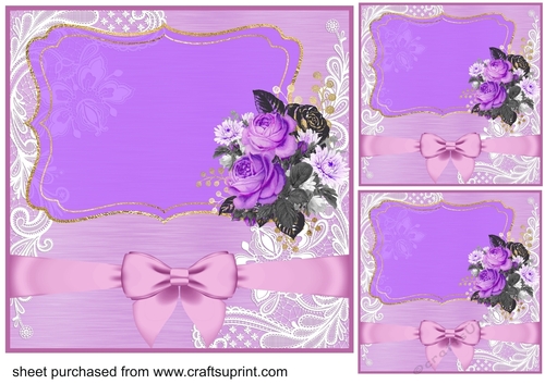3 Lilac floral frame card front blanks 2