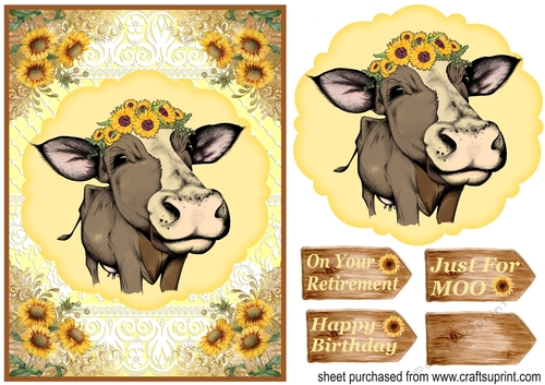 Sunflower cow card front 2