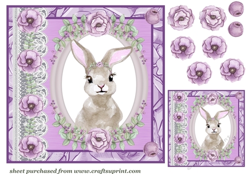 Lilac floral rabbit card front
