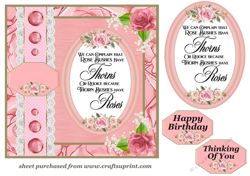 Pink Birthday rose card front with verse 3