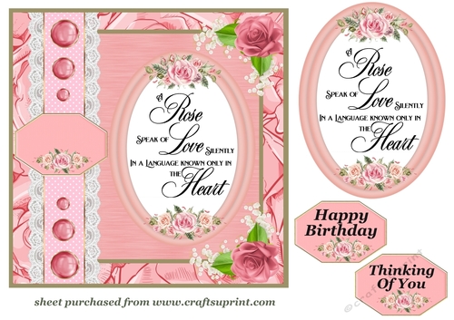 Pink Birthday rose card front with verse 5