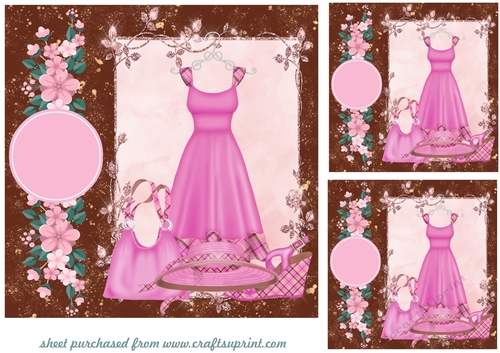 3 Pink fashion card fronts/toppers