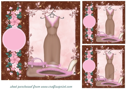 3 Chocolate and pink fashion card fronts/toppers
