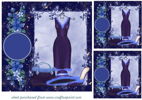 3 Purple and blue fashion card fronts/toppers 
