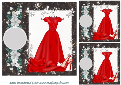 3 Red fashion card fronts/toppers 