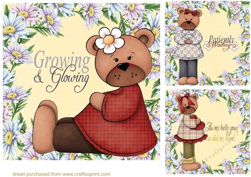 3 Mum to be floral card fronts/toppers