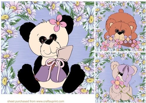 3 Garden time bear card fronts/toppers 2