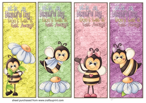 4 Its a beautiful day bee bookmarks/toppers
