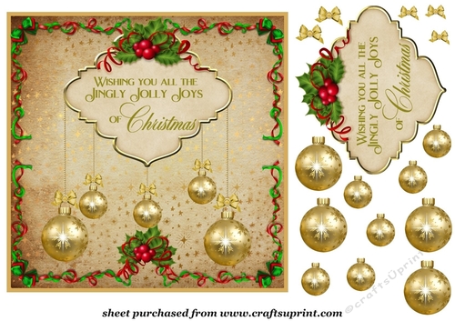 Gold Christmas bauble verse card 3