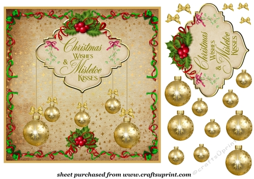 Gold Christmas bauble verse card 2