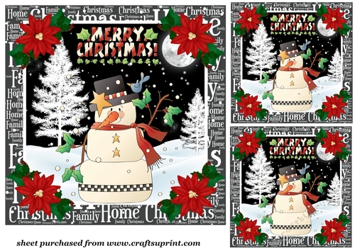 3 Christmas snowman card fronts/toppers 1