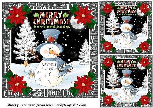 3 Christmas snowman card fronts/toppers 2
