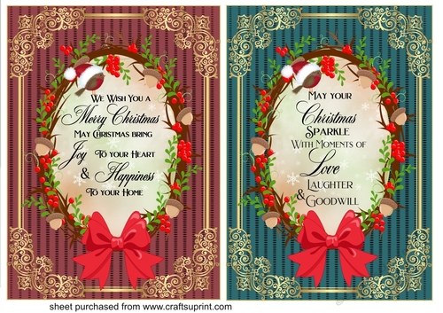 2 Christmas oval verse card fronts