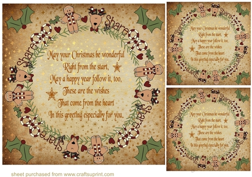 3 Gingerbread wreath with verse card fronts/toppers 1