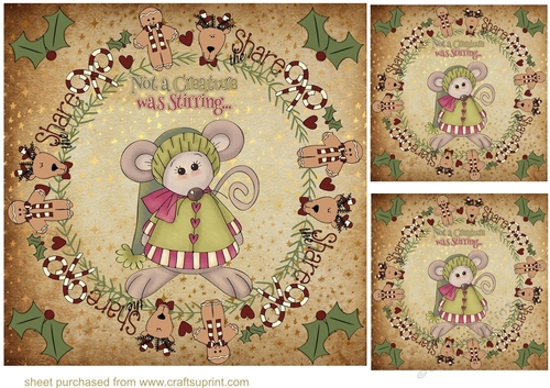 3 Not a creature Christmas card fronts/toppers 1