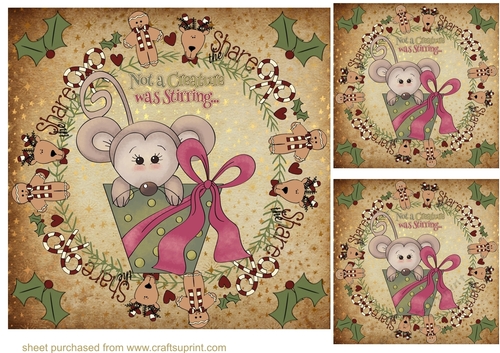 3 Not a creature Christmas card fronts/toppers 2