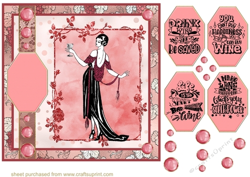 Red wine lady card front